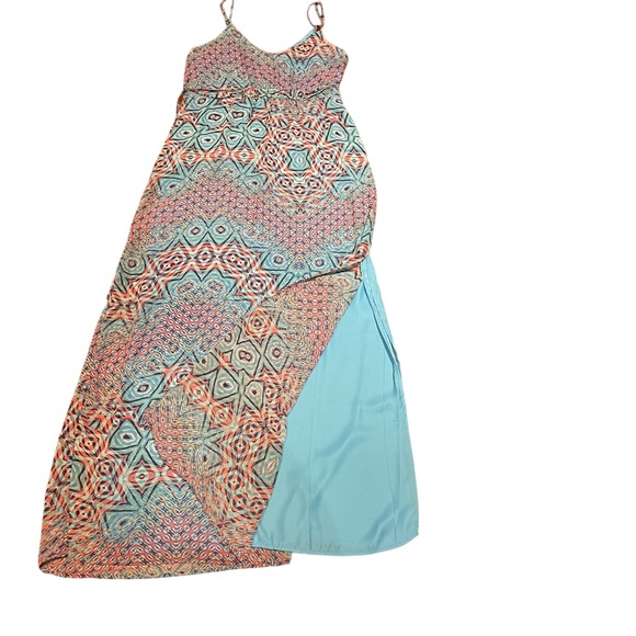 Charlie Paige abstract print spaghetti strap vacation summer maxi dress medium - Picture 10 of 15